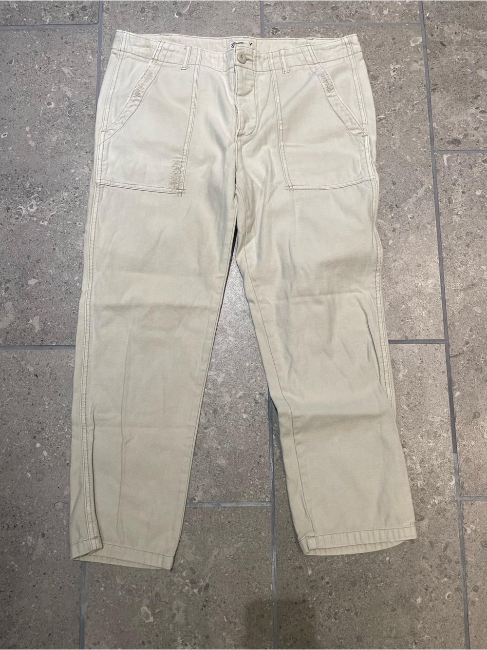 American Eagle Outfitters Tan Canvas Patch Pocket Utility Pants Size 12
